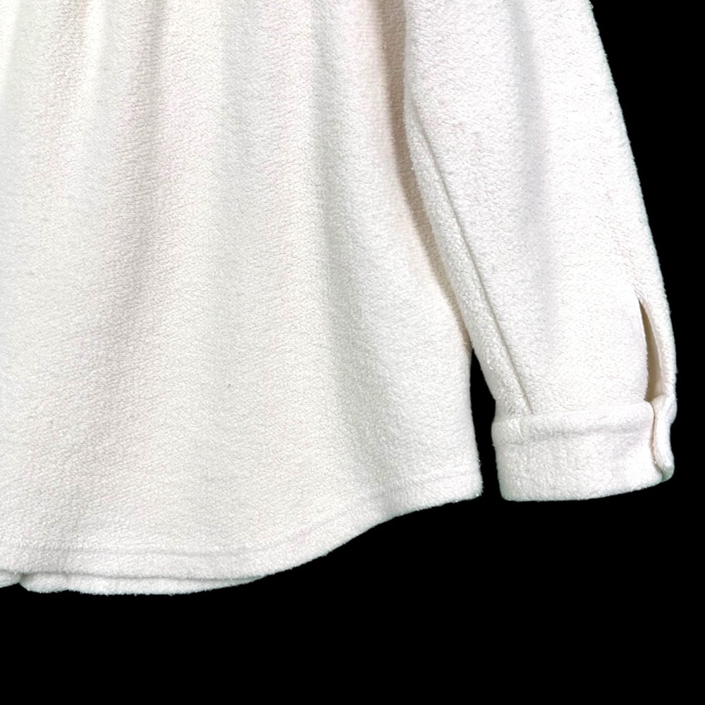 Monrow Revolve Cream Teddy‎ Fleece Boucle Cotton Shacket Jacket Womens Size M - Picture 11 of 15